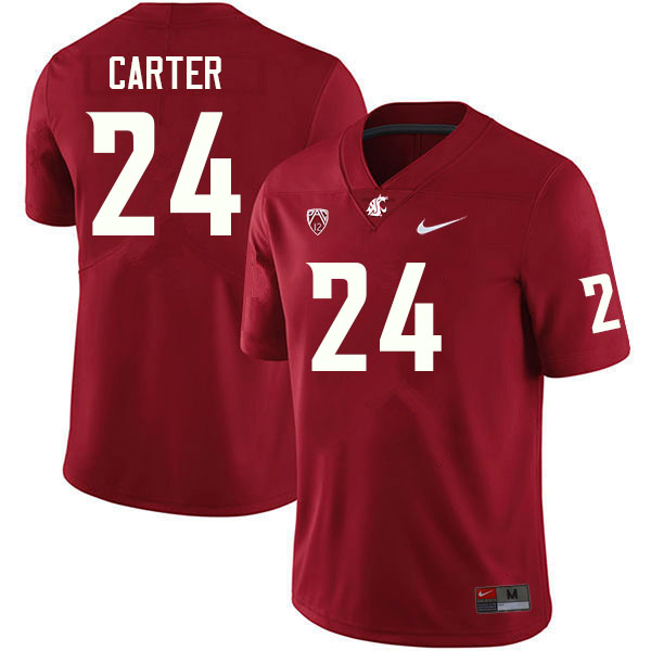 Men #24 Tony Carter Washington State Cougars College Football Jerseys Sale-Crimson